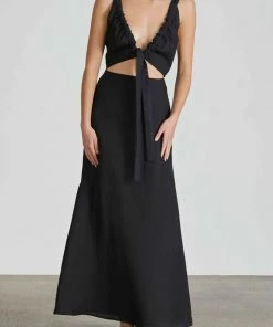 Bondi Born Tobago Organic Linen Dress In Black Just In