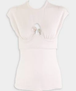 Christopher Esber Underbust Quartz Ribbed Tank In Ivory