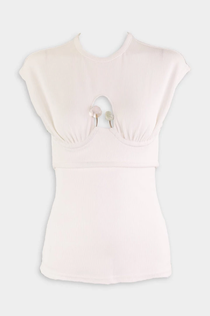 Christopher Esber Underbust Quartz Ribbed Tank In Ivory 1 Christopher Esber Underbust Quartz Ribbed Tank In Ivory
