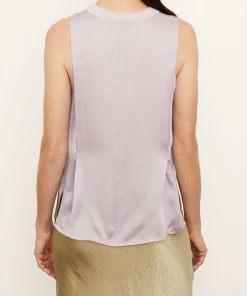 Vince. Rib Trim Tie Back Camisole In Dark Lilac