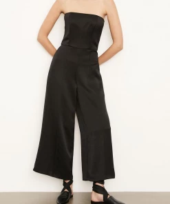 Vince. Just In Strapless Satin Jumpsuit In Black