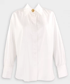 Vince. Just In Shirred Cuff Long Sleeve Shirt In Optic White