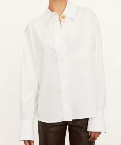 Vince. Just In Shirred Cuff Long Sleeve Shirt In Optic White