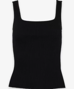Vince. Just In Ribbed Square Neck Camisole In Black