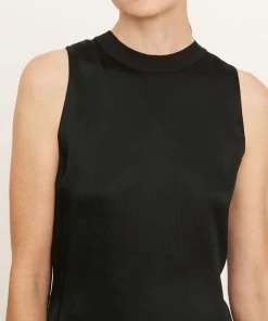 Vince. Rib Trim Tie Back Camisole In Black