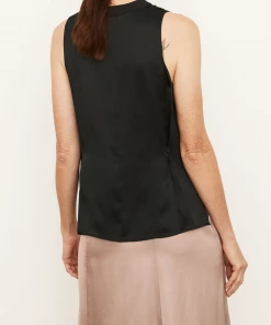 Vince. Rib Trim Tie Back Camisole In Black