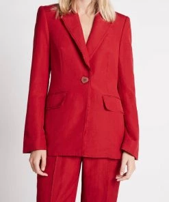 Aje. Vortex Cut-Out Blazer In Scarlet Red Just In