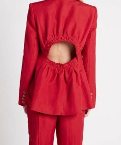 Aje. Vortex Cut-Out Blazer In Scarlet Red Just In