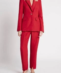 Aje. Vortex Panelled Pant In Scarlet Red Just In