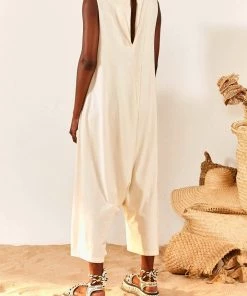 FARM Rio White Peixe Jersey Jumpsuit