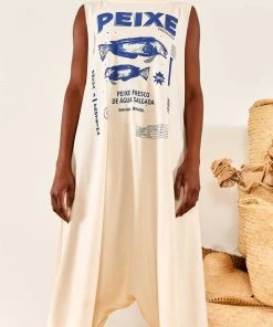 FARM Rio White Peixe Jersey Jumpsuit