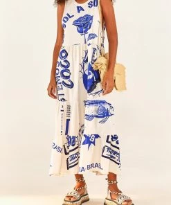 FARM Rio White Rainha Das Aguas T-Shirt Dress Featured Designers