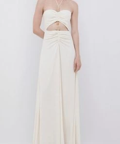 Jonathan Simkhai Wylda Stone Macrame Cutout Maxi Dress In Ivory