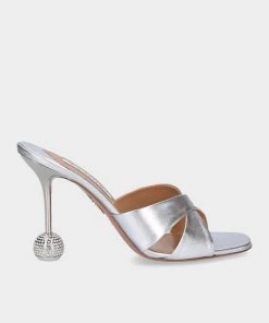 Aquazzura Just In Yes Darling Mule 95 In Silver
