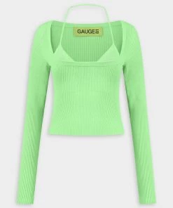 GAUGE81 Just In Yukita Double-Layered Long Sleeve Top In Pistachio