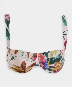 ZIMMERMANN Tropicana Balconette Bikini Bra Top In Cream Floral