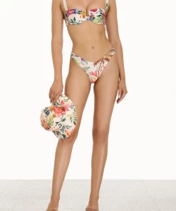 ZIMMERMANN Just In Tropicana Scoop Bikini Bottom In Cream Floral