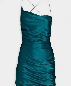 The Sei Twist Cowl Ruched Mini Dress In Peacock