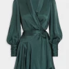ZIMMERMANN Silk Wrap Mini Dress In Jade Featured Designers