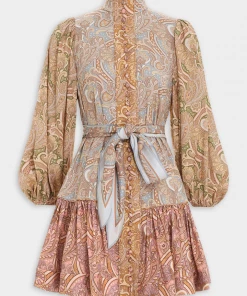 ZIMMERMANN Tempo Buttoned Mini Dress In Spliced Paisley Featured Designers
