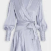 ZIMMERMANN Featured Designers Silk Wrap Mini Dress In Lilac