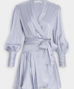 ZIMMERMANN Featured Designers Silk Wrap Mini Dress In Lilac